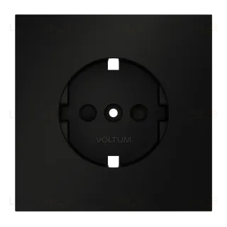 Накладка для розетки с заземлением и защитными шторками Voltum S70 (черный матовый) VLS000708