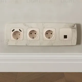 Комплект механизма компьютерной розетки Ambrella Volt RJ-45 (8P8C) CAT6A экранированной с автоматической защитной шторкой OMEGA MO332005 Бежевый матовый QUANT (OP3320, VM185)