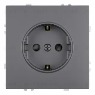 Розетка 1-местная с з/ш с/з (механизм) СЗК Stekker Эмили 250В 16А RST16-5110-10ZK платиново-серый soft touch 50243