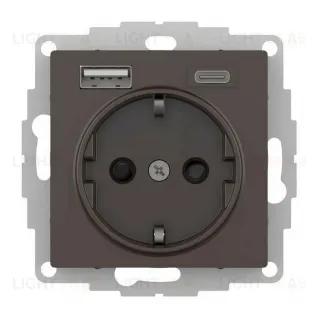 Розетка 16А с USB A+C (5В/2,4А/3 А, 2х5В/1,5А), мех Systeme Electric AtlasDesign Мокко ATN000632