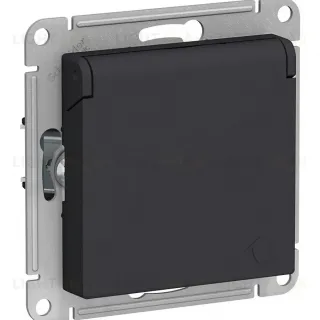 Розетка с/з, со шторками, с крышкой, 16А Systeme Electric AtlasDesign Карбон ATN001046