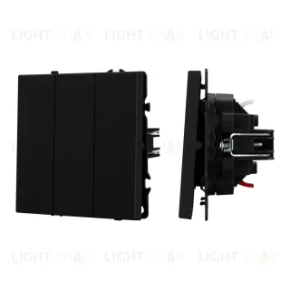 Механизм выключателя трехклавишный непроходной Arlight SWT-NOBE-MK03-SFPL-BK (230V, 10A) (Черный оникс) 061796