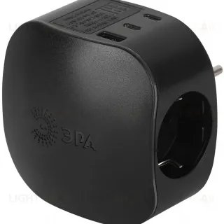 Разветвитель электрический ЭРА SP-3e-3USBAC-B на 3 розетки + 3 USB A+C с заземлением со шторками 16А черный Б0069082