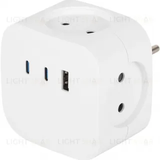 Разветвитель электрический ЭРА SP-4-3USBAC-W на 4 розетки + 3 USB A+C со шторками 10А белый Б0069083