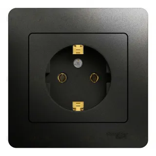 Розетка с/з, 16А (в сборе) Systeme Electric Glossa Антрацит GSL000742