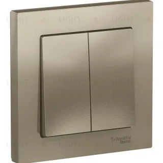 Выключатель 2-клавишный сх.5, 10АХ, в сборе Systeme Electric AtlasDesign Шампань ATN000552