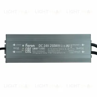 Трансформатор электронный для светодиодной ленты Feron LB007 250W 24V IP67 (драйвер) 53083