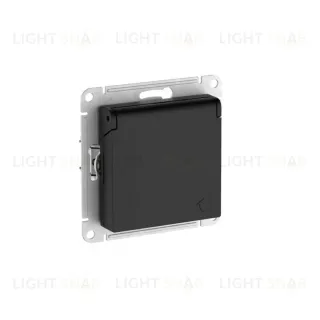 Розетка с заземл. со шторк. с крышкой, 16А,IP20,мех., быстрозажим. клем. Systeme Electric AtlasDesign Карбон ATN001046S