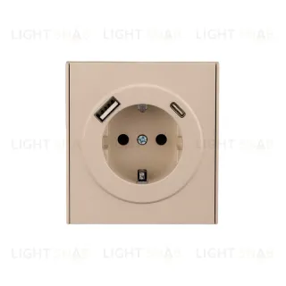 Розетка STRONG 1-ая с/з с/у з/ш 16А с USB A+C быстрой зарядки 5В/3А шелк KRANZ KR-78-0704-8