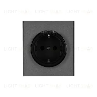 Розетка STRONG 1-ая с/з с/у, со шторками и крышкой 16А графит KRANZ KR-78-0702-6