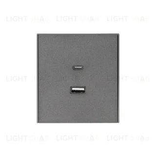 Розетка STRONG USB-A+Type-C 3А с функцией быстрой зарядки графит KRANZ KR-78-0734-6