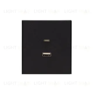 Розетка STRONG USB-A+Type-C 3А с функцией быстрой зарядки антрацит KRANZ KR-78-0734-5