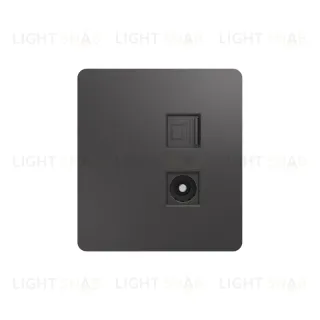 Розетка ROUND компьютерная RJ45 кат6 + TV с/у титан KRANZ KR-78-0722-2
