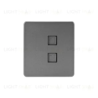 Розетка ROUND компьютерная двойная RJ45+RJ45 кат6 с/у титан KRANZ KR-78-0725-2