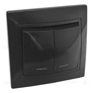 Выключатель 2 кл. с подсветкой скрытой установки 10А 250В IP20, черный (керамика) "Дельта" General 477308