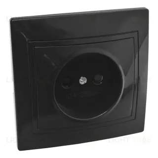 Розетка 2П с защ. шт. скрытой установки 16А 250В IP20, черная (керамика) "Дельта" General 477316