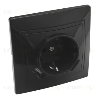 Розетка 2П+З с защ. шт. 16А 250В + USB порт Tape-A 2,1А 5В IP20, черная "Дельта" General 477326