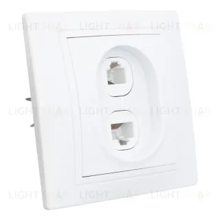 Розетка телефонная RJ11 + компьютерная RJ45 скрытой установки IP20, белая "Дельта" General 477229