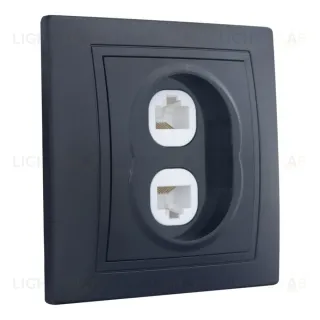 Розетка двойная компьютерная RJ45 скрытой установки IP20, черная "Дельта" General 477331