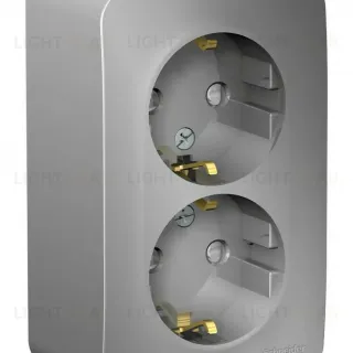 Розетка 2-ая с/з со шторками 16А, 250В, изолир. Пластина Systeme Electric Blanca наруж Алюминий BLNRA011213
