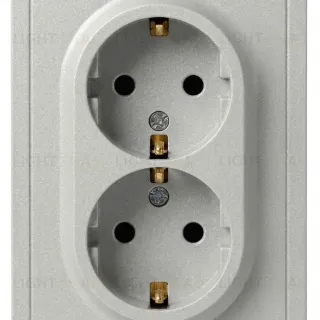 Розетка Эра Galaxy 15-2104-03 с заземлением двойная 2X2P+E Schuko 16А-250В IP20 алюминий Б0070681