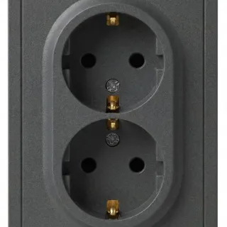 Розетка Эра Galaxy 15-2104-06 с заземлением двойная 2X2P+E Schuko 16А-250В IP20 графит Б0070687