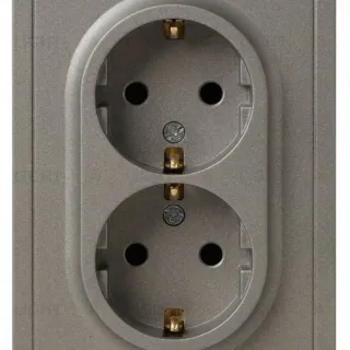 Розетка Эра Galaxy 15-2104-07 с заземлением двойная 2X2P+E Schuko 16А-250В IP20 титан Б0070689