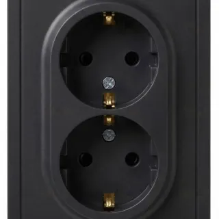 Розетка Эра Galaxy 15-2105-05 с заземлением двойная 2X2P+E Schuko со шторками IP20 16А-250В антрацит Б0070705