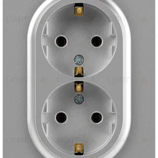 Розетка Эра Arktik 16-2104-03 двойная с заземлением 2X2P+E Schuko 16А-250В алюминий Б0070446