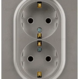 Розетка Эра Arktik 16-2104-07 двойная с заземлением 2X2P+E Schuko 16А-250В титан Б0070450