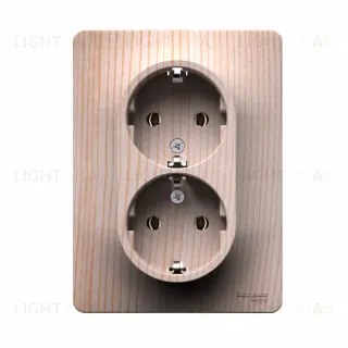 Розетка двойная с заземлением, 16А, в сборе, Сосна Systeme Electric Glossa GSL001524