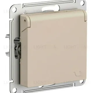 Розетка с/з со шторками с крышкой, 16А, IP20, механизм Systeme Electric AtlasDesign Песочный ATN001246