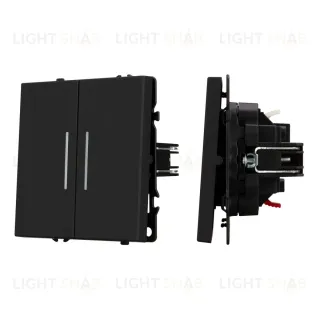 Выключатель звонковый 2 кл подсветка софт-тач черный оникс Arlight SWT-MKR2-SFPL-L-BK (250V, 10A) 061742(2)