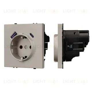 Розетка зк со шторками с USB тип А+С софт-тач кашемир Arlight SCT-MUAC-SFPL-CA (250V, 16A) 059444(1)