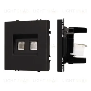 Розетка компьютерная двойная софт-тач черный оникс Arlight SCT-MPC2-SFPL-BK (2хRJ-45, CAT6) 054313(1)
