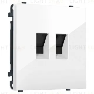 Комплект механизма компьютерной двойной розетки SIGMA Белый глянец RJ-45 Ambrella Volt MS112110 (SP1121, PR189)