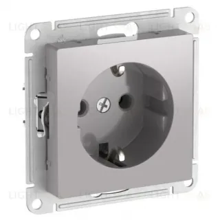 Розетка с заземлением, 16А, мех., быстрозажим. клем. Systeme Electric AtlasDesign Алюминий ATN000343S