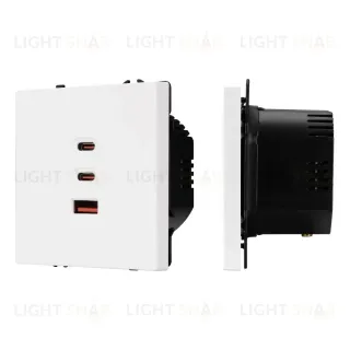Механизм розетки с быстрой USB зарядкой Arlight SCT-NOBE-MUACC-SFPL-FC-WH (65W, QC3) 061839