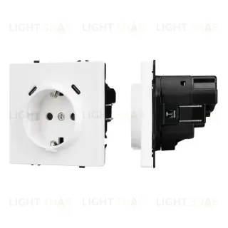 Механизм розетки с USB зарядкой Arlight SCT-NOBE-MUCC-SFPL-WH (230V, 16A) 061818