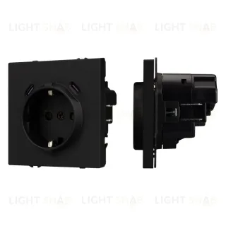 Механизм розетки с USB зарядкой Arlight SCT-NOBE-MUCC-SFPL-BK (230V, 16A) 061813