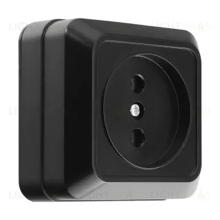 Розетка 2П открытой установки IP20 10А 250В (керамика) черная  General Альфа 477054