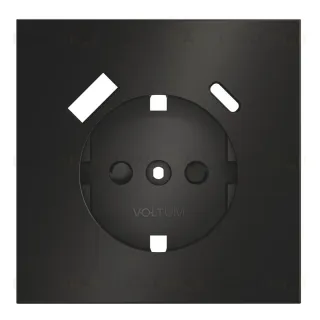 Накладка для розетки с заземлением и защитными шторками с USB A+C S70 Metal (антрацит) Voltum VLSM001012