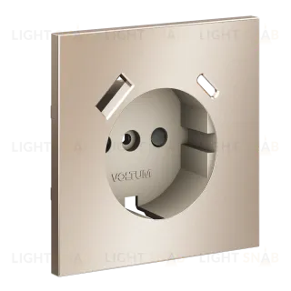 Накладка для розетки с заземлением и защитными шторками с USB A+C S70 Metal (платина) Voltum VLSM001010